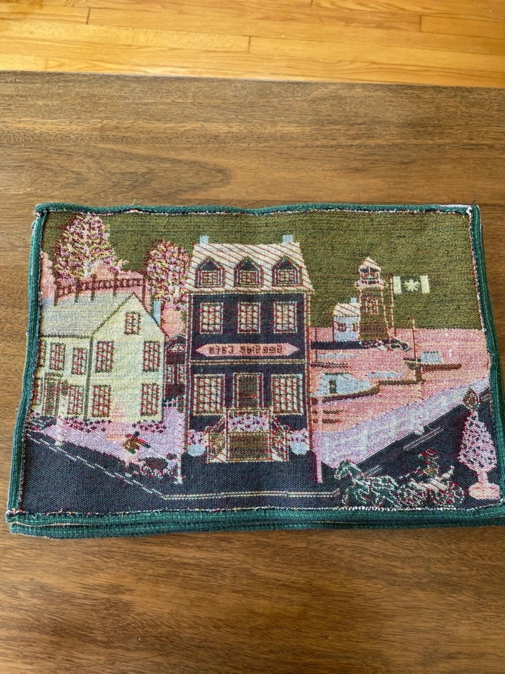 Seaside Life Tapestry Placemat - Red & Cream Coastal Village Set of 4